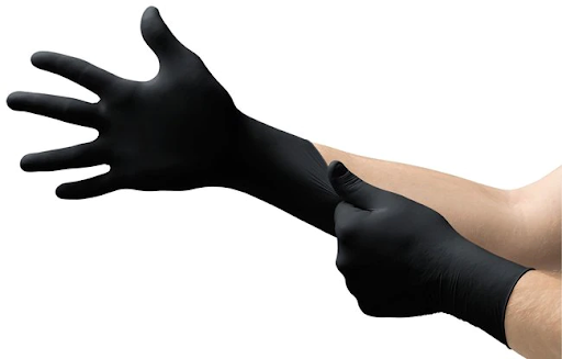 Nail technicians typically use black nitrile gloves 